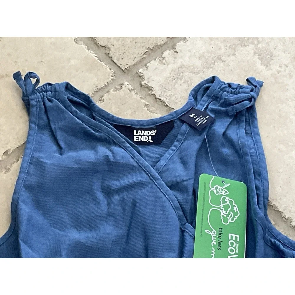 NEW Lands' End Blue Chambray Elastic Waist Romper;‎ Girls Size 8 Plus (M) - Picture 3 of 9